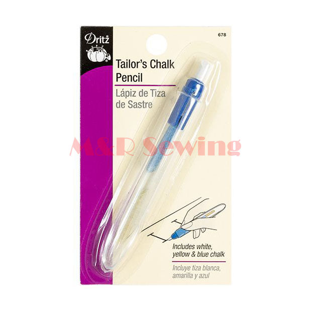 Dritz Sew 101 Tailor's Chalk Pencil W/Holder-White & Blue
